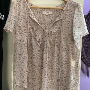 🌸 sheer pastel floral blouse with ruffle 🌸